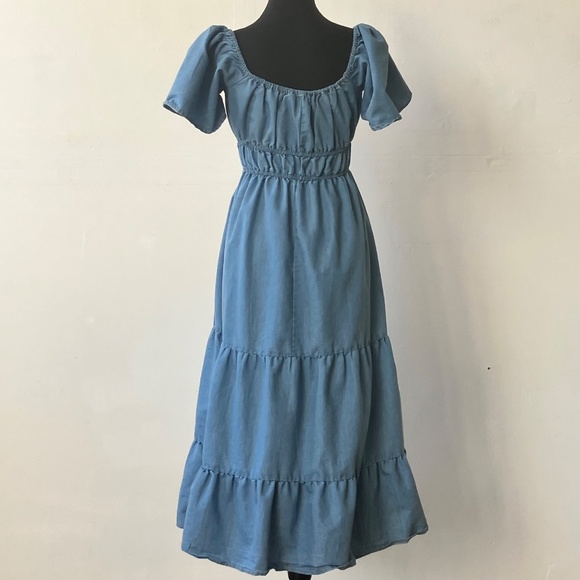 Chambray whimsical western bohemian dress - Picture 8 of 13